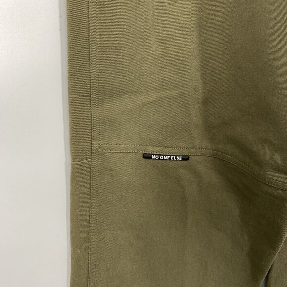 NO ONE ELSE by Chuu Unisex Belted Pants Small Green Cotton Wide leg Pull on NEW - Picture 9 of 15